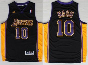 Los Angeles Lakers 10 Steve Nash Black Revolution 30 Swingman NBA Jerseys Purple Number 2013 New Style Cheap