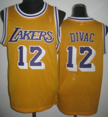 Los Angeles Lakers 12 Vlade Divac Yellow Hardwood Classics Revolution 30 NBA Jerseys Cheap