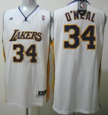 Los Angeles Lakers 34 Shaquille O'Neal White Swingman NBA Jersey Cheap