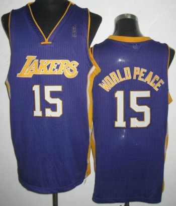 Los Angeles Lakers #15 Metta World Peace Purple Revolution 30 NBA Jerseys Cheap