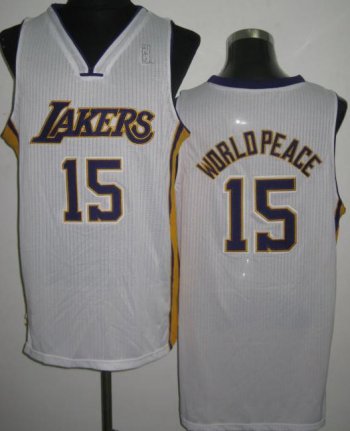 Los Angeles Lakers #15 Metta World Peace White Revolution 30 NBA Jerseys Cheap