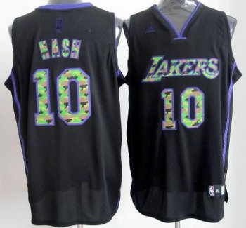 Los Angeles Lakers 10 Steve Nash Black Revolution 30 Swingman NBA Jerseys Camo Number Cheap