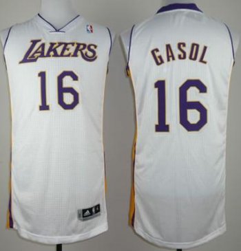 Revolution 30 Los Angeles Lakers 16 Pau Gasol White NBA Jerseys Cheap