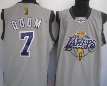 Los Angeles Lakers 7 Lamar Odom Grey 2010 Finals Commemorative Jersey Cheap