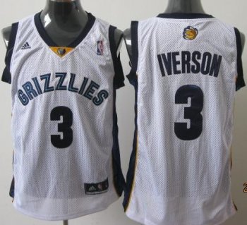 Memphis Grizzlies 3 Allen Iverson White Swingman Jersey Cheap