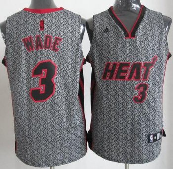 Miami Heat 3 Dwyane Wade Grey Static Fashion Swingman NBA Jersey Cheap