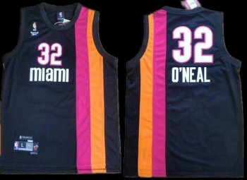 Miami Floridians 32 Shaquille O'Neal Black ABA Hardwood Classic Swingman Jersey Cheap