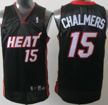 Miami Heat 15 Mario Chalmers Black Jerseys Cheap