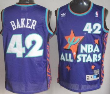 Milwaukee Bucks 42 Vin Baker Purple 1995 All Star Throwback NBA Jersey Cheap