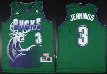 Milwaukee Bucks 3 Brandon Jennings Green Hardwood Classics Revolution 30 Swingman NBA Jerseys Cheap