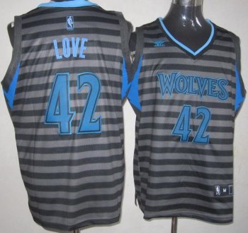 Minnesota Timberwolves 42 Kevin Love Grey With Black Strip Revolution 30 Swingman NBA Jerseys Cheap