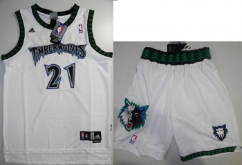 Minnesota Timberwolves 21 Kevin Garnett White Jerseys Shorts NBA Suits Cheap