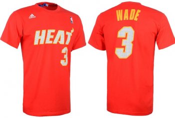 Miami Heat 3 Dwyane Wade Red NBA Basketball T-Shirt Cheap