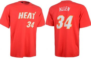 Miami Heat 34 Ray Allen Red NBA Basketball T-Shirt Cheap