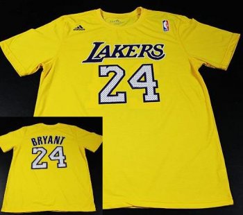 Los Angeles Lakers 24 Kobe Bryant Yellow NBA Basketball T-Shirt Cheap