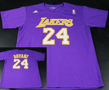 Los Angeles Lakers 24 Kobe Bryant Purple NBA Basketball T-Shirt Cheap