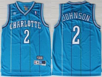 Charlotte Hornets 2 Larry Johnson Blue Soul Swingman NBA Jersey Cheap