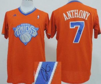 New York Knicks 7 Carmelo Anthony Orange Revolution 30 Swingman NBA Jersey 2013 Christmas Style Signed Cheap