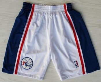 Philadelphia 76ers White 10th Throwback M&N NBA Shorts Cheap