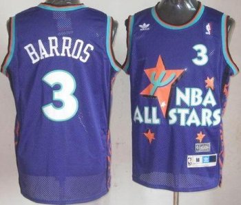 Philadelphia 76ers 3 Dana Barros Purple 1995 All Star Throwback Jersey Cheap