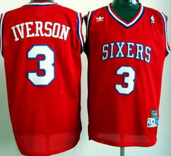 Philadelphia 76ers 3 Allen Iverson Red NBA Jerseys Cheap