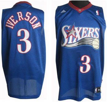 Philadelphia 76ers 3 Allen Iverson Soul Swingman Blue Jersey Cheap