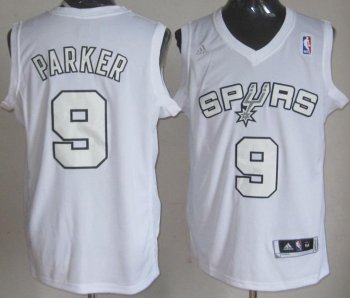 San Antonio Spurs 9 Tony Parker Full White Revolution 30 Swingman NBA Jerseys Cheap