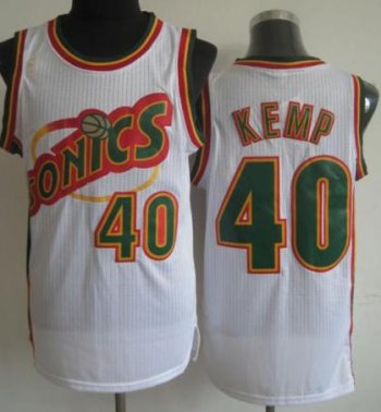 Seattle SuperSonics 40 Shawn Kemp White Hardwood Classics Revolution 30 NBA Jerseys Cheap