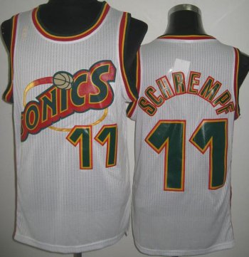 Seattle SuperSonics 11 Detlef Schrempf White Throwback Revolution 30 NBA Basketball Jerseys Cheap