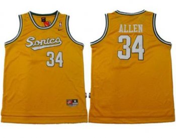 Seattle Supersonics 34 Ray Allen Soul Swingman Yellow Jersey Cheap