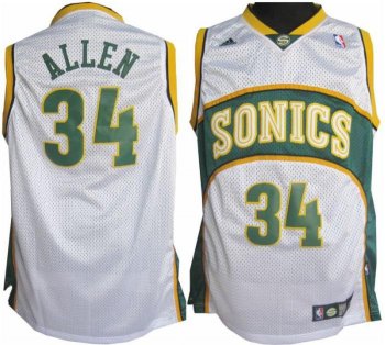 Seattle Supersonics 34 Ray Allen Soul Swingman Home White Jersey Cheap