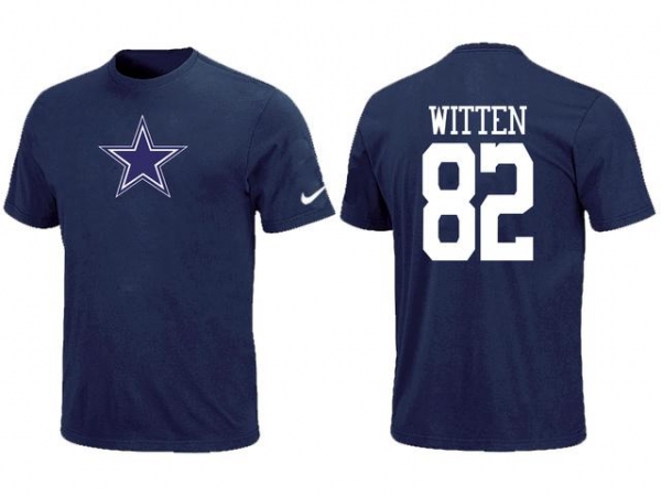 Nike Dallas Cowboys 82 WITTEN Name & Number Blue NFL T-Shirt Cheap