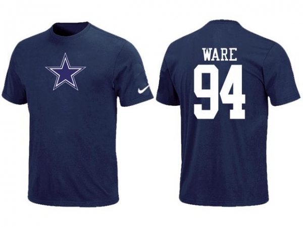 Nike Dallas Cowboys 94 WARE Name & Number Blue NFL T-Shirt Cheap