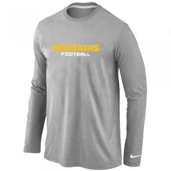 Nike Washington Redskins Authentic font Long Sleeve T-Shirt Grey Cheap