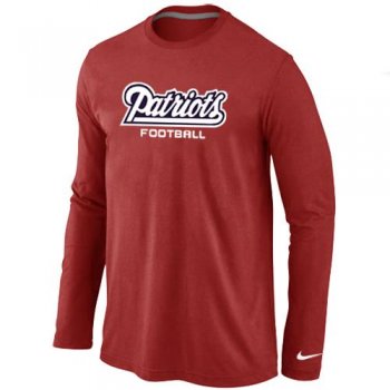 Nike New England Patriots Authentic font Long Sleeve T-Shirt Red Cheap