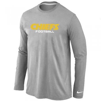 Nike Kansas City Chiefs Authentic font Long Sleeve T-Shirt Grey Cheap