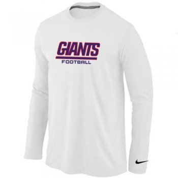 Nike New York Giants Authentic font Long Sleeve T-Shirt White Cheap