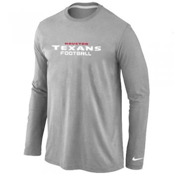 Nike Houston Texans Authentic font Long Sleeve T-Shirt Grey Cheap