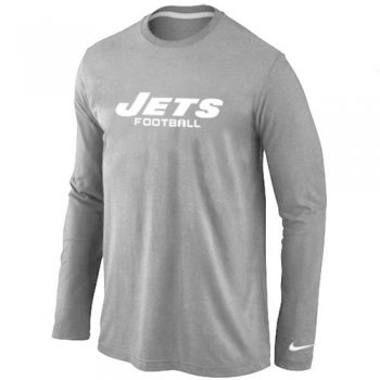 Nike New York Jets Authentic font Long Sleeve T-Shirt Grey Cheap