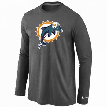 Nike Miami Dolphins Logo Long Sleeve Dark Grey NFL T-Shirt Cheap