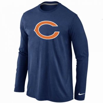 Nike Chicago Bears Logo Long Sleeve Dark Blue NFL T-Shirt Cheap