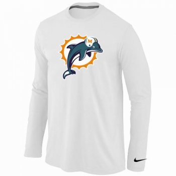 Nike Miami Dolphins Logo Long Sleeve White NFL T-Shirt Cheap