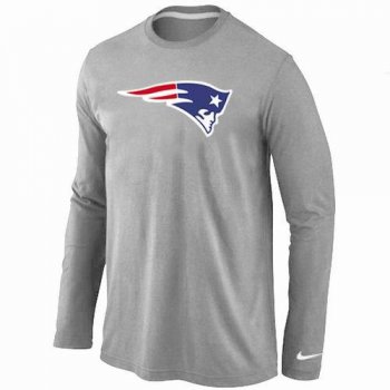 Nike New England Patriots Logo Grey Long Sleeve NFL T-Shirt Cheap