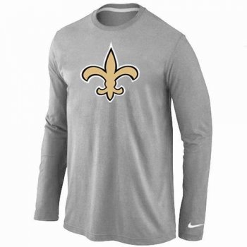 Nike New Orleans Saints Logo Grey Long Sleeve NFL T-Shirt Cheap