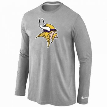 Nike Minnesota Vikings Logo Grey Long Sleeve NFL T-Shirt Cheap