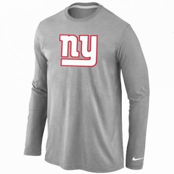 Nike New York Giants Logo Grey Long Sleeve NFL T-Shirt Cheap