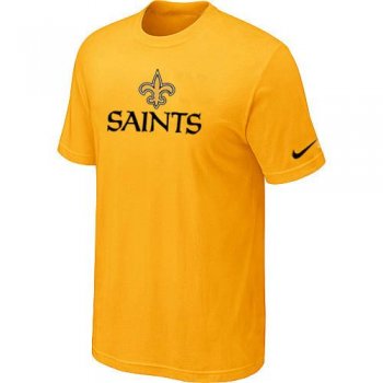 Nike New Orleans Saints Authentic Logo Yellow NFL T-Shirt Cheap