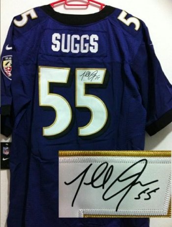 Nike Baltimore Ravens 55 Terrell Suggs Purple Signed Elite NFL Jerseys Cheap