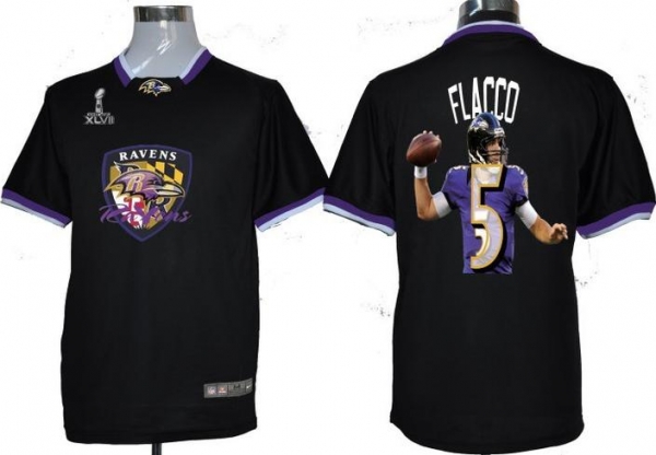 Nike Baltimore Ravens #5 Joe Flacco Black All-Star Fashion 2013 Super Bowl NFL Jersey-2 Cheap