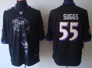 Nike Baltimore Ravens #55 Terrell Suggs Black Helmet Tri-Blend Limited NFL Jersey Cheap